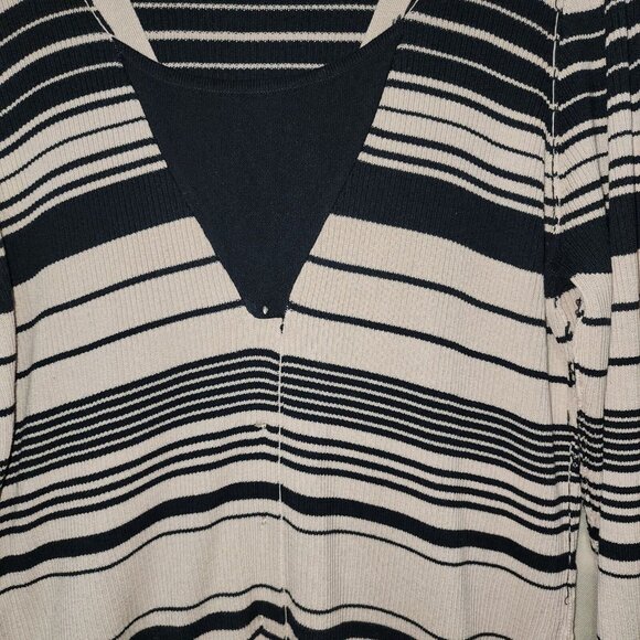 Elementz Womens Striped Pullover Sweater Cotton Blend Black‎ Beige Size 1X - Picture 8 of 11